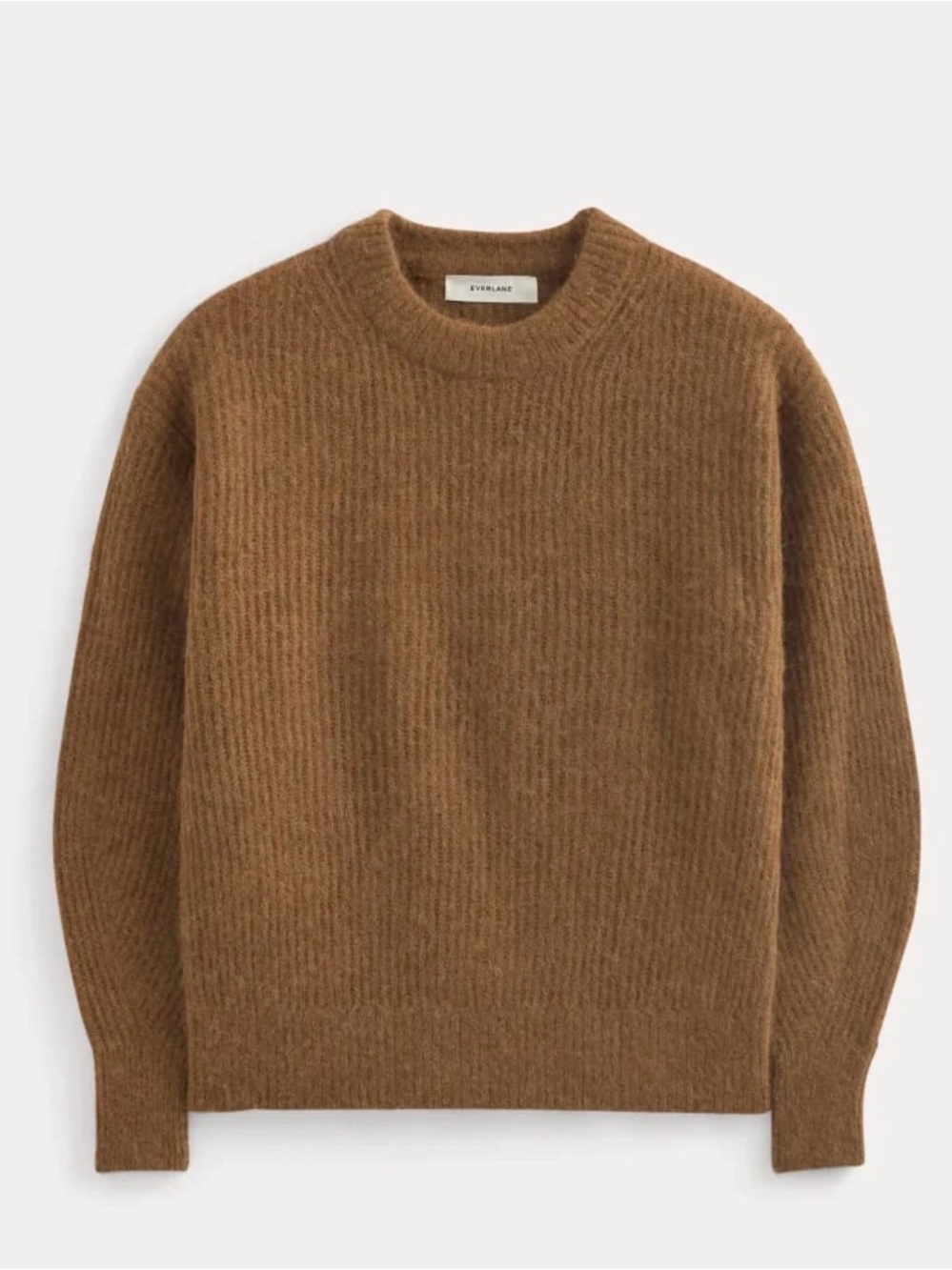 Everlane The Cocoon Crew Alpaca Blend Sweater Size M In Tigers Eye Mocha Tan